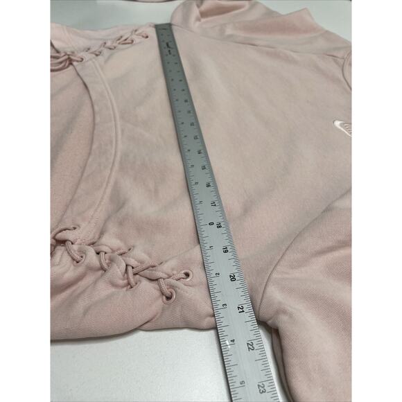 Nike Cropped Sweatshirt Crew Neck Lace Up Pink Size S Workout Gym Athleisure‎ - Picture 11 of 12
